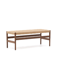 Load image into Gallery viewer, Zaide bench made of solid oak wood in a walnut finish and rope cord seat, 120 cm, FSC 100%