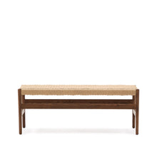 Load image into Gallery viewer, Zaide bench made of solid oak wood in a walnut finish and rope cord seat, 120 cm, FSC 100% - image 3