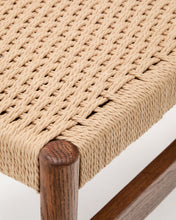 Load image into Gallery viewer, Zaide bench made of solid oak wood in a walnut finish and rope cord seat, 120 cm, FSC 100% - image 7