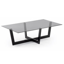 Load image into Gallery viewer, Black glass Plam coffee table 120 x 70 cm