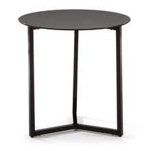 Load image into Gallery viewer, Black Raeam side table made with tempered glass and steel in black finish Ø 50 cm