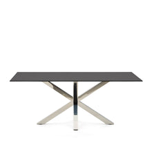 Load image into Gallery viewer, Argo table with black glass and steel legs 200 x 100 cm