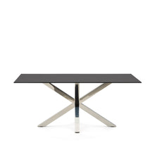 Load image into Gallery viewer, Argo table in frosted black glass and stainless steel legs 180 x 100 cm - image 2