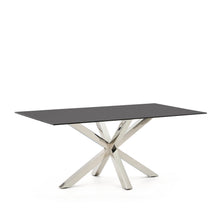 Load image into Gallery viewer, Argo table in frosted black glass and stainless steel legs 180 x 100 cm - image 4