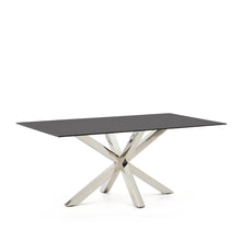 Load image into Gallery viewer, Argo table in frosted black glass and stainless steel legs 180 x 100 cm - image 3