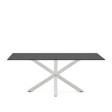 Load image into Gallery viewer, Argo table in frosted black glass and steel legs with black finish 200 x 100 cm