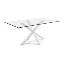 Load image into Gallery viewer, Argo glass table and steel legs with white finish, 200 x 100 cm