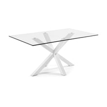 Load image into Gallery viewer, Argo glass table and steel legs with white finish, 180 x 100 cm