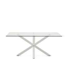 Load image into Gallery viewer, Argo glass table and steel legs with white finish, 180 x 100 cm - image 2