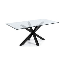Load image into Gallery viewer, Argo glass table with steel legs with black finish 200 x 100 cm