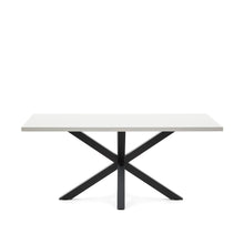 Load image into Gallery viewer, Argo table in melamine with white finish and steel legs with black finish 180 x 100 cm