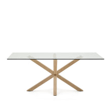 Load image into Gallery viewer, Argo glass table with steel legs with wood-effect finish 200 x 100 cm - image 2
