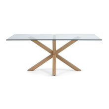 Load image into Gallery viewer, Argo glass table with steel legs with wood-effect finish 200 x 100 cm - image 3