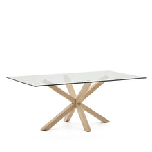 Load image into Gallery viewer, Argo glass table with steel legs with wood-effect finish 200 x 100 cm - image 4