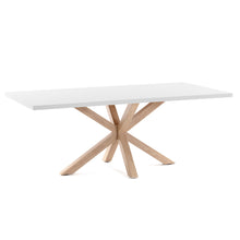 Load image into Gallery viewer, Argo table in melamine with white finish and wood-effect steel legs 200 x 100 cm