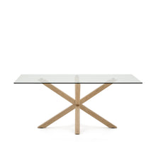 Load image into Gallery viewer, Argo glass table with steel legs with wood-effect finish 180 x 100 cm - image 2