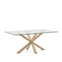 Load image into Gallery viewer, Argo glass table with steel legs with wood-effect finish 180 x 100 cm - image 4