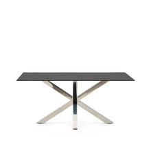 Load image into Gallery viewer, Argo table in frosted black glass and stainless steel legs 160 x 90 cm - image 2