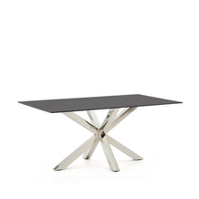 Load image into Gallery viewer, Argo table in frosted black glass and stainless steel legs 160 x 90 cm - image 3