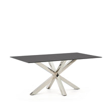 Load image into Gallery viewer, Argo table in frosted black glass and stainless steel legs 160 x 90 cm - image 4