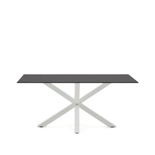 Load image into Gallery viewer, Argo table in frosted black glass and steel legs with black finish 160 x 90 cm