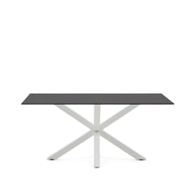 Load image into Gallery viewer, Argo table in frosted black glass and steel legs with black finish 160 x 90 cm - image 2