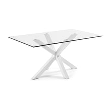 Load image into Gallery viewer, Argo glass table with steel legs with white finish 160 x 90 cm
