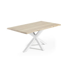 Load image into Gallery viewer, Argo oak veneer table with a whitewashed finish and white steel legs, 160 x 90 cm