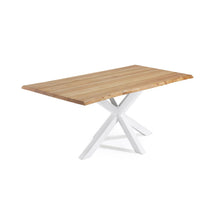 Load image into Gallery viewer, Argo oak veneer table with natural finish and steel legs with white finish 160 x 90 cm