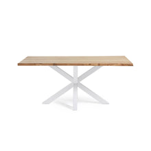 Load image into Gallery viewer, Argo oak veneer table with natural finish and steel legs with white finish 160 x 90 cm - image 2