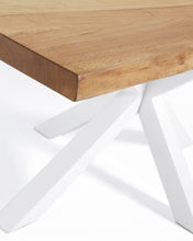 Load image into Gallery viewer, Argo oak veneer table with natural finish and steel legs with white finish 160 x 90 cm - image 3