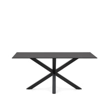 Load image into Gallery viewer, Argo table with black glass and black steel legs 160 x 90 cm