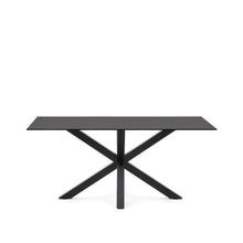 Load image into Gallery viewer, Argo table with black glass and black steel legs 160 x 90 cm - image 2