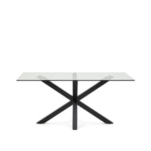 Load image into Gallery viewer, Argo glass table with steel legs with black finish 160 (90) x 90 cm - image 2