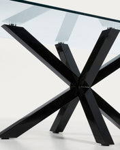 Load image into Gallery viewer, Argo glass table with steel legs with black finish 160 (90) x 90 cm - image 8