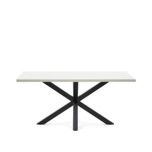 Load image into Gallery viewer, Argo table in melamine with white finish and steel legs with black finish 160 x 100 cm