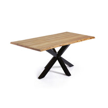 Load image into Gallery viewer, Argo oak veneer table with natural finish and steel legs with black finish 160 x 90 cm