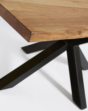 Load image into Gallery viewer, Argo oak veneer table with natural finish and steel legs with black finish 160 x 90 cm - image 3