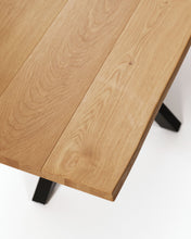 Load image into Gallery viewer, Argo oak veneer table with natural finish and steel legs with black finish 160 x 90 cm - image 4