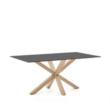 Load image into Gallery viewer, Argo table in frosted black glass and wood-effect steel legs 160 x 90 cm - image 3