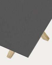 Load image into Gallery viewer, Argo table in frosted black glass and wood-effect steel legs 160 x 90 cm - image 7