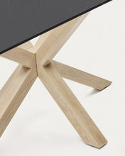 Load image into Gallery viewer, Argo table in frosted black glass and wood-effect steel legs 160 x 90 cm - image 8