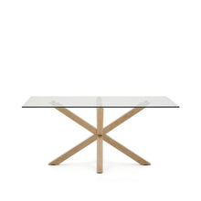 Load image into Gallery viewer, Argo glass table with steel legs with wood-effect finish 160 x 90 cm - image 2