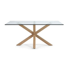 Load image into Gallery viewer, Argo glass table with steel legs with wood-effect finish 160 x 90 cm - image 3
