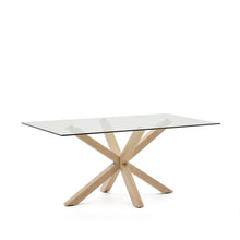 Load image into Gallery viewer, Argo glass table with steel legs with wood-effect finish 160 x 90 cm - image 4