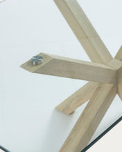 Load image into Gallery viewer, Argo glass table with steel legs with wood-effect finish 160 x 90 cm - image 7