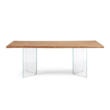 Load image into Gallery viewer, Lotty oak veneer table wit a natural finish and glass legs, 220 x 100 cm - image 2