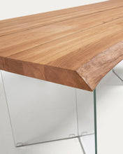 Load image into Gallery viewer, Lotty oak veneer table wit a natural finish and glass legs, 220 x 100 cm - image 5