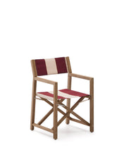 Load image into Gallery viewer, Vilara burgundy and beige striped outdoor folding chair made of FSC 100% solid acacia wood