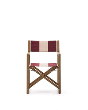 Load image into Gallery viewer, Vilara burgundy and beige striped outdoor folding chair made of FSC 100% solid acacia wood - image 4